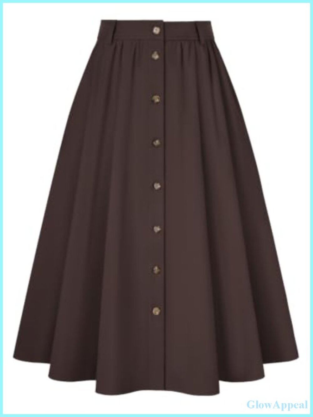 High Waisted Midi A-Line Skirt with Pockets Flowy Vintage